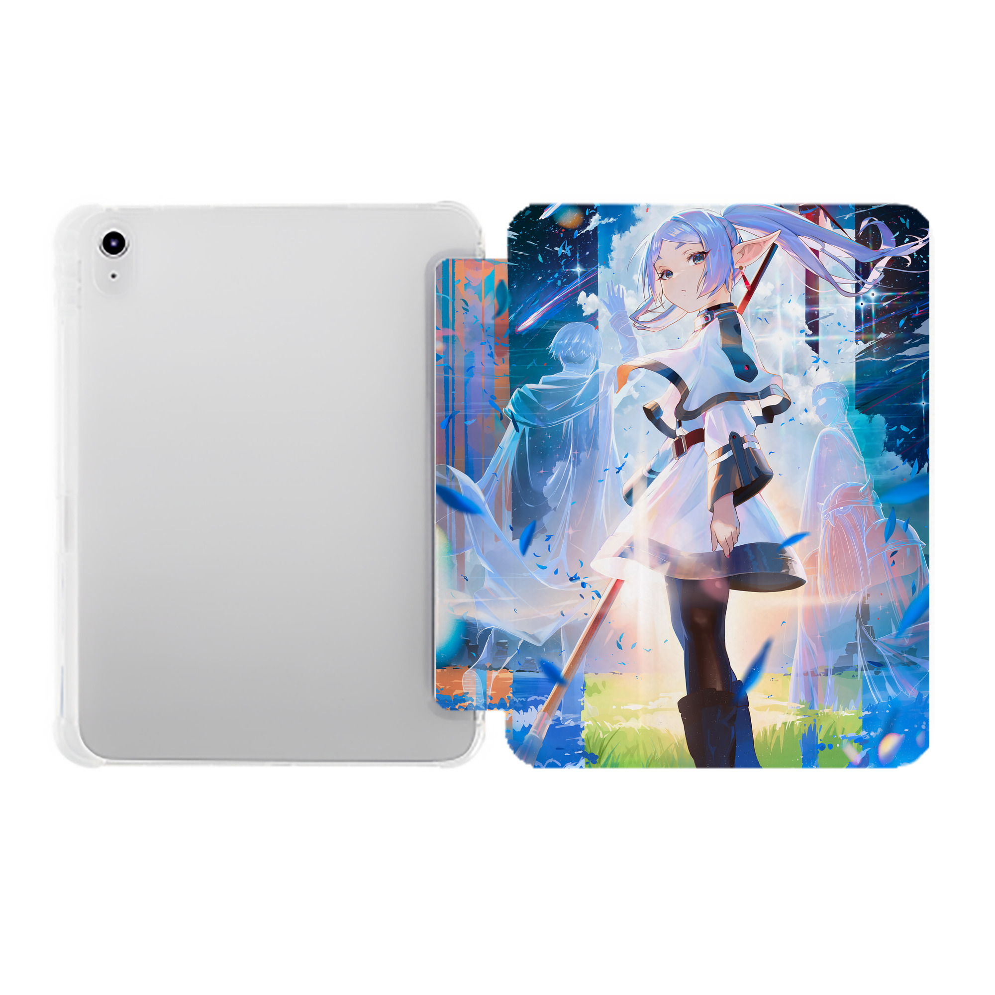 （画像用） 葬送のフリーレン Frieren IPad ケース ペン収納付き 三つ折りスタンド PUレザー×シリコン 対応機種9.5/10.5/10.9インチ